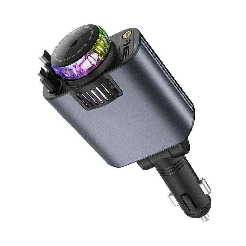 Chargeur Voiture 5-en-1 45W avec Projecteur Étoiles & Diffuseur de Parfum – Câble Rétractable