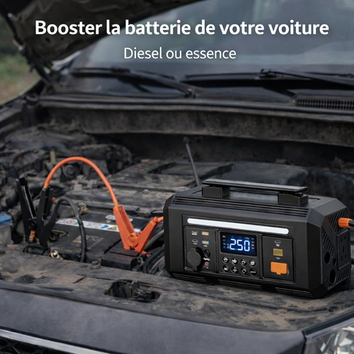 Booster de Batterie Voiture 300W Multifonction – Gonfleur de Pneus, Station Électrique 220V & Powerbank