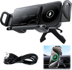 Support de Téléphone Voiture Rotatif Automatique 2-en-1 – Chargeur Sans Fil Rapide 15W