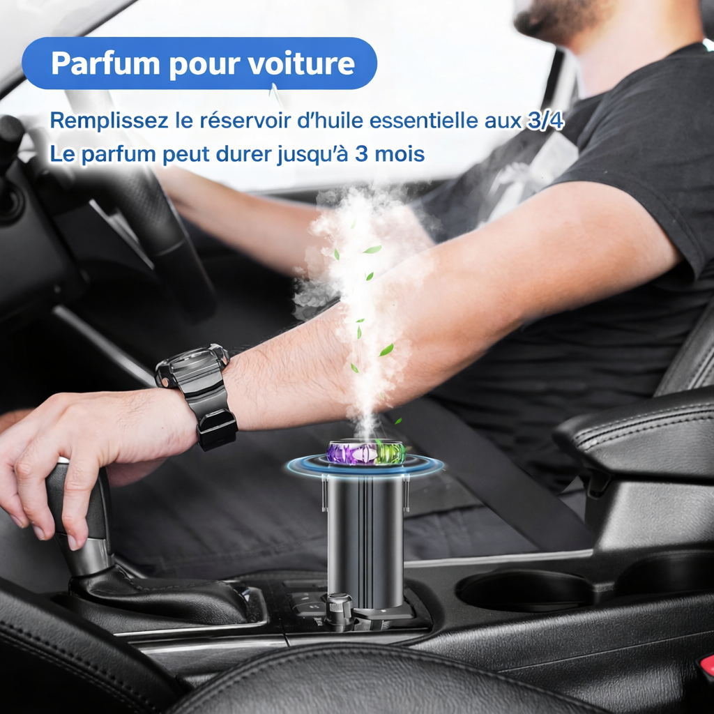Chargeur Voiture 5-en-1 45W avec Projecteur Étoiles & Diffuseur de Parfum – Câble Rétractable