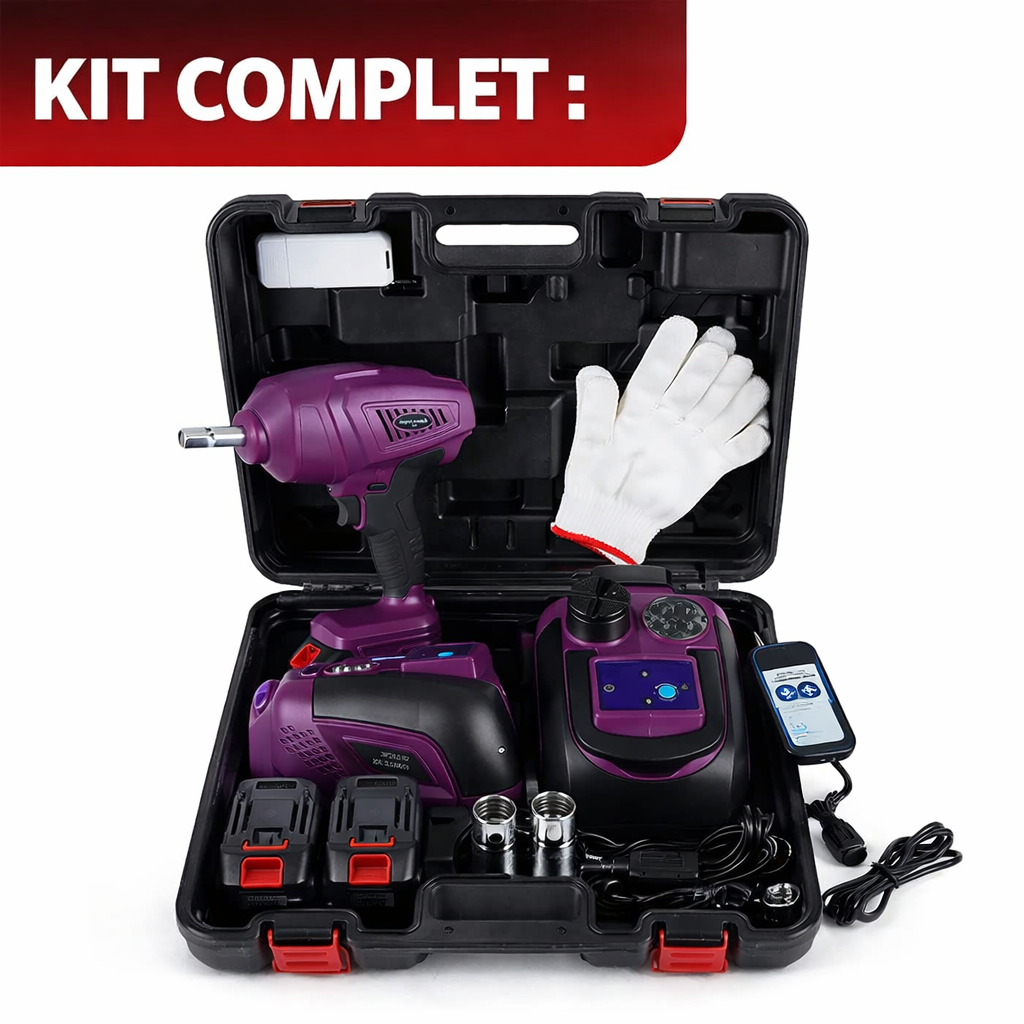 Kits de changement de pneu – Cric et clé à roue rechargeable 5 Tonnes, Batterie 21 V pour Voiture, SUV & Pick-up - Automa