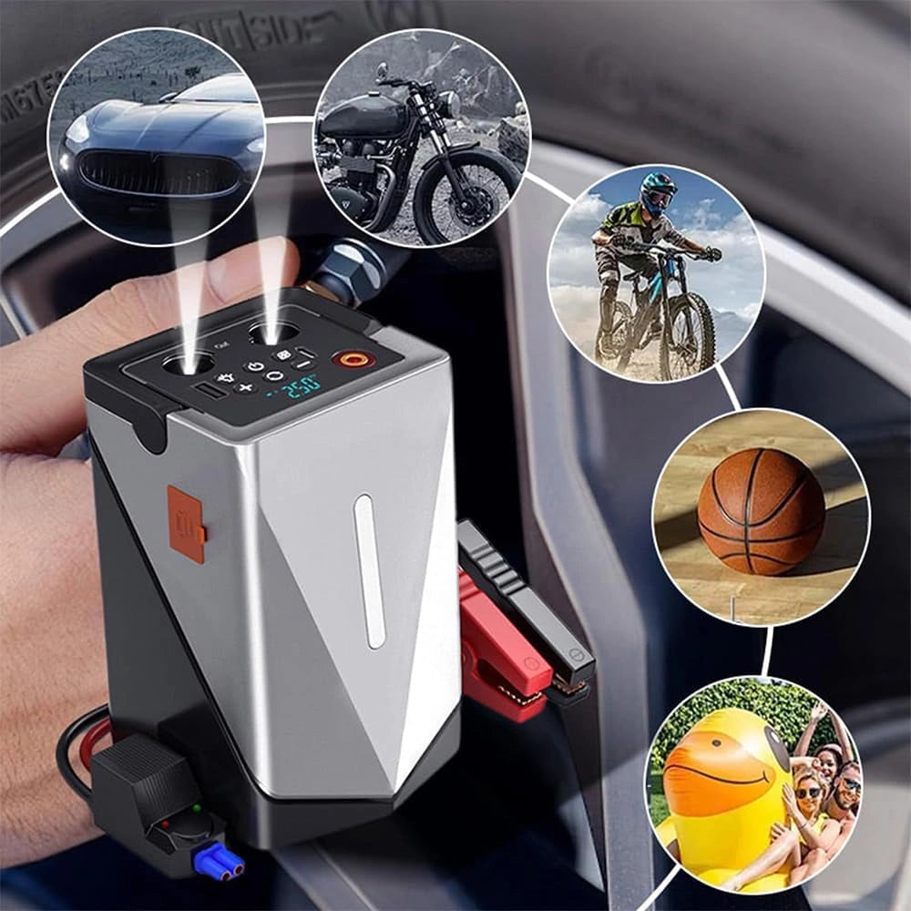 Powerbank Booster de Batterie avec Gonfleur de Pneu – Voiture, Moto & Autres Véhicules