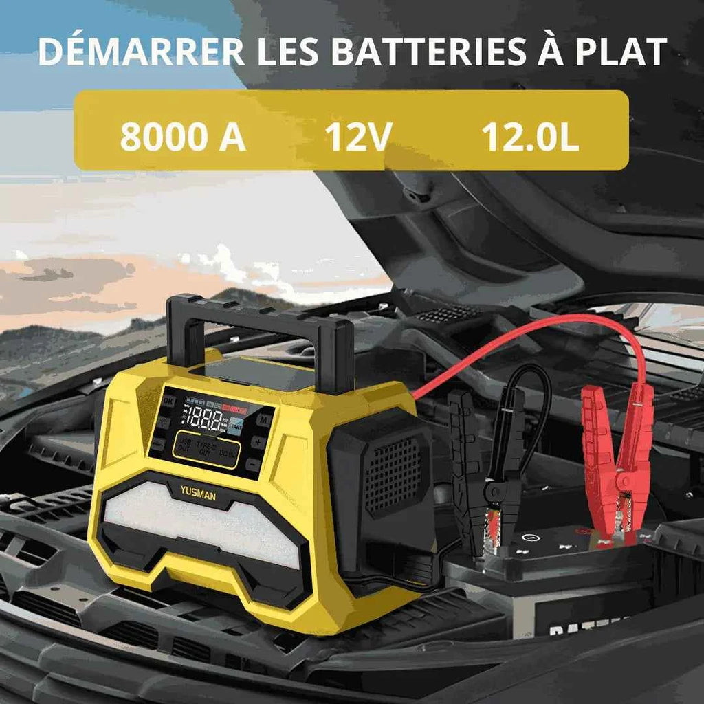 Powerbank Booster de Batterie avec Gonfleur de Pneu pour Poids Lourds