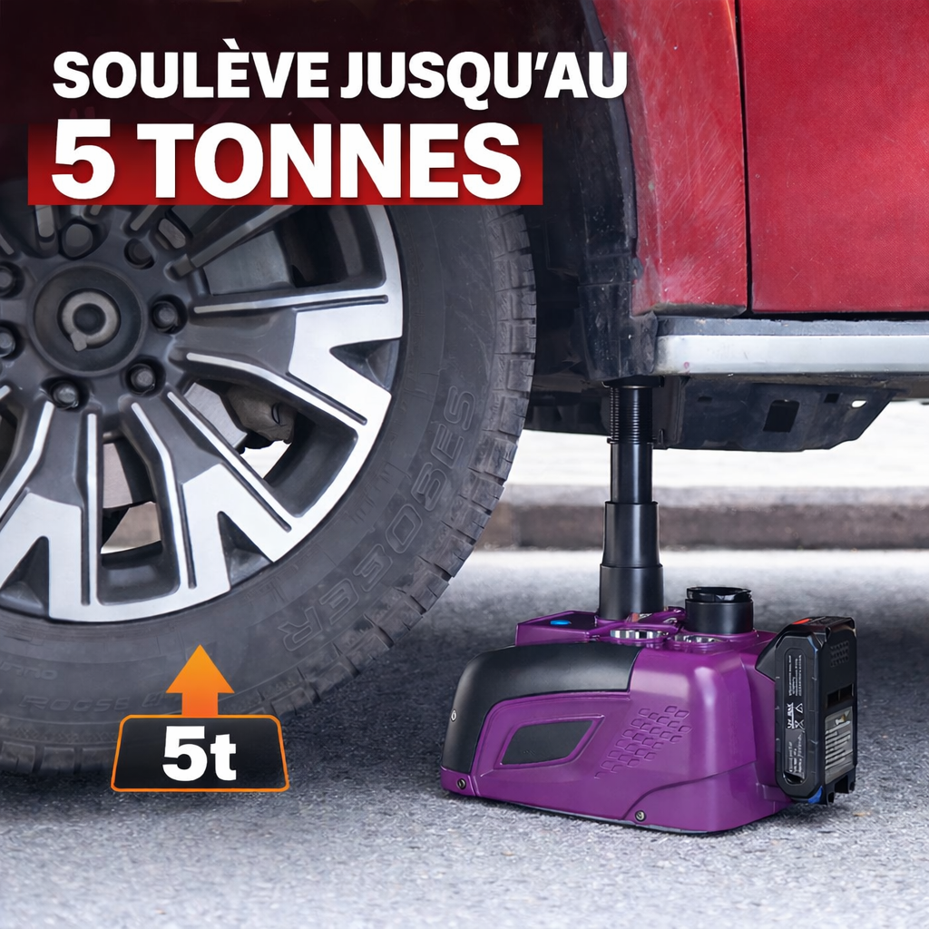 Kits de changement de pneu – Cric et clé à roue rechargeable 5 Tonnes, Batterie 21 V pour Voiture, SUV & Pick-up - Automa