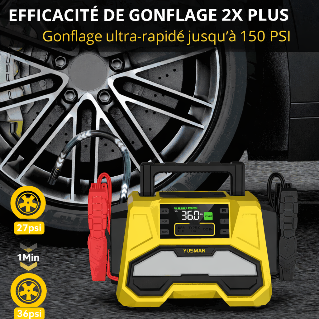 Powerbank Booster de Batterie avec Gonfleur de Pneu pour Poids Lourds