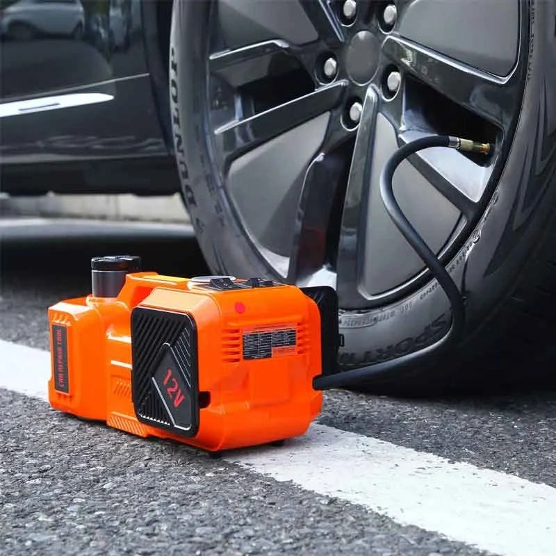 Cric Électrique 5 Tonnes avec Clé à Choc et Gonfleur de Pneus Intégré