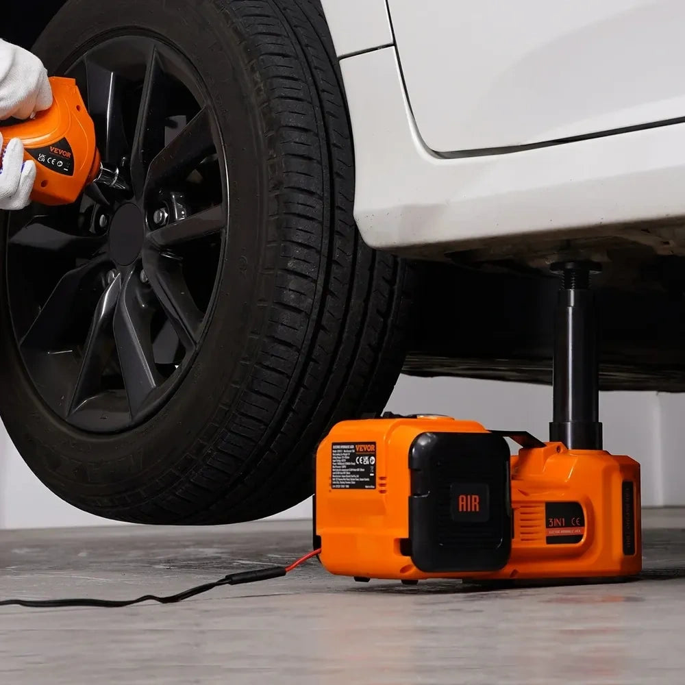 Cric Électrique 5 Tonnes avec Clé à Choc et Gonfleur de Pneus Intégré